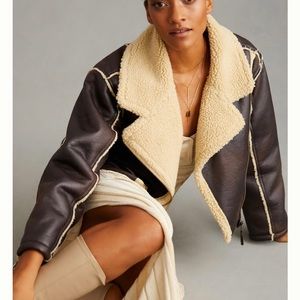 Pilcro Faux-Leather Sherpa-Lined Jacket